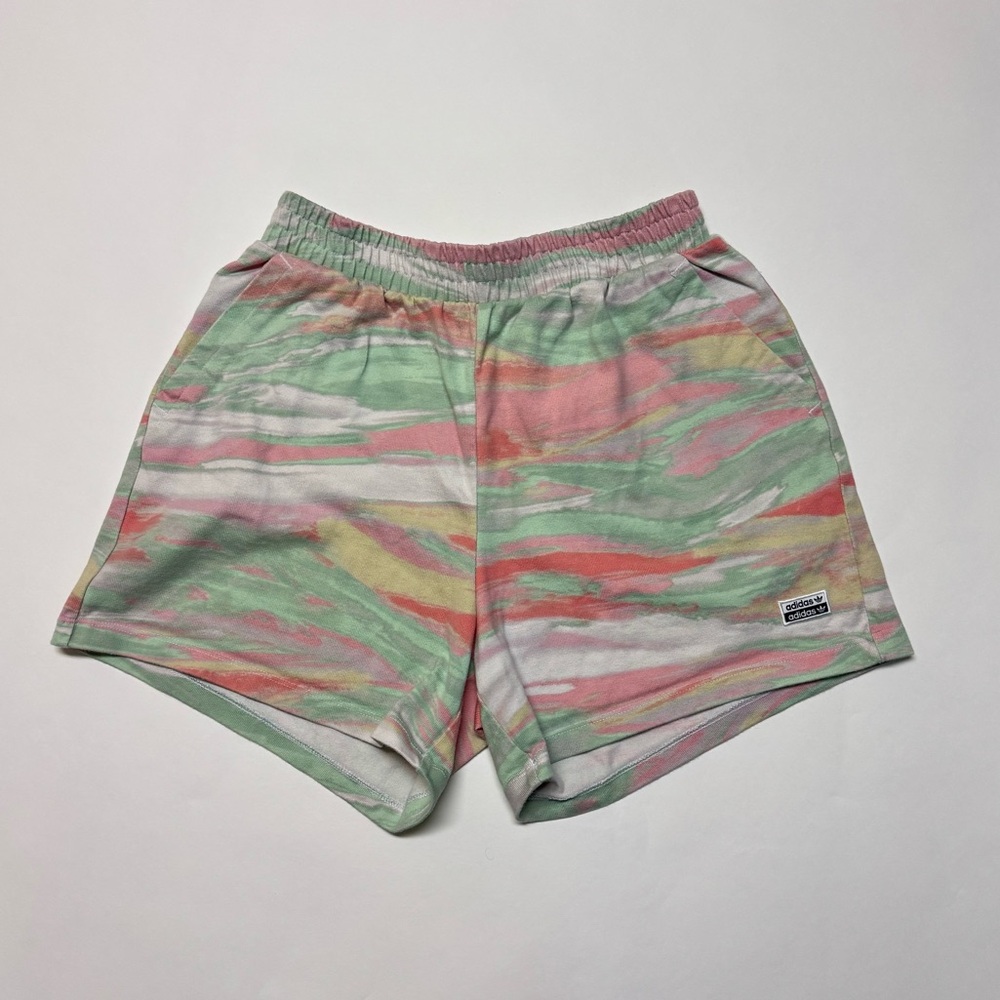 Adidas Watercolor Paint Effect Lounge Shorts | Cotton Elastic Waist Medium